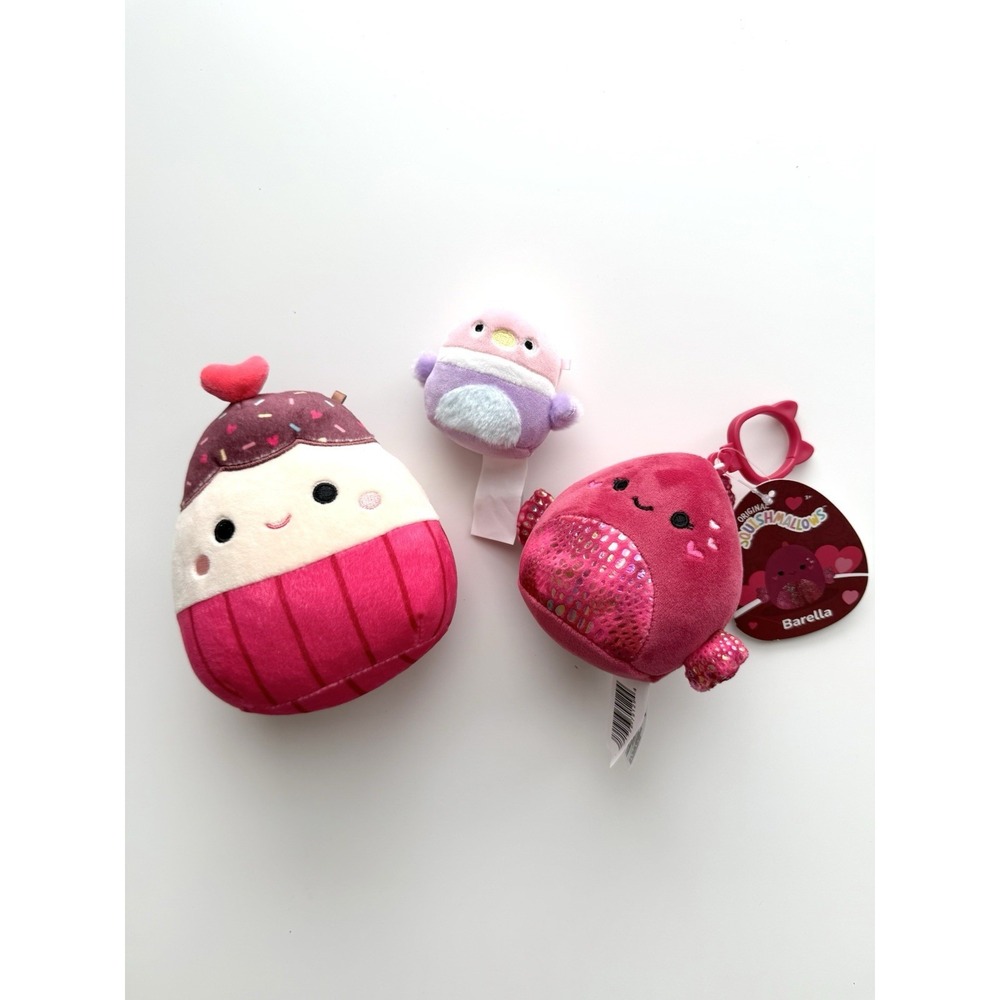 Squishmallows Set Of Three Elpha Cupcake Barella Fish Lilibet Mallard Duck Cute